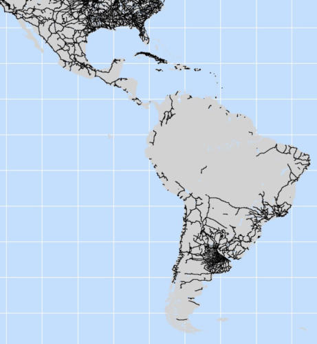 Latin American railway map